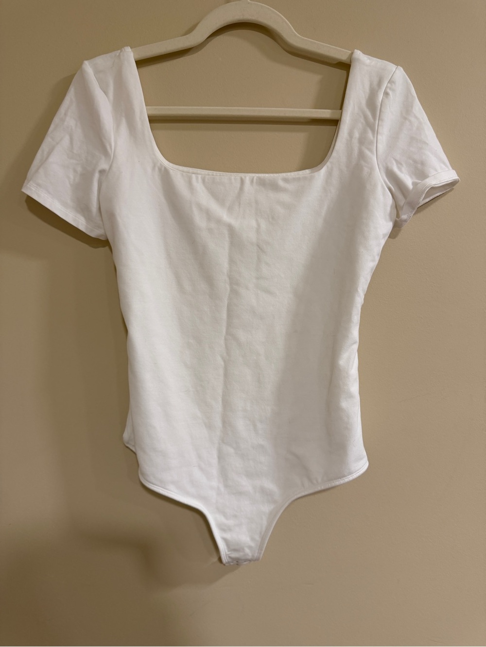 Express White Square Neck Short Sleeve Bodysuit